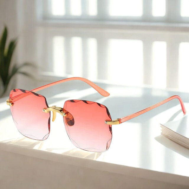Zonnebril Dames Randloos Roze Met Uv400 Bescherming