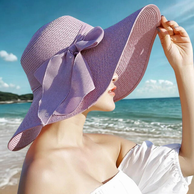 Zomerhoed Dames Met Brede Rand En Luchtige Strik