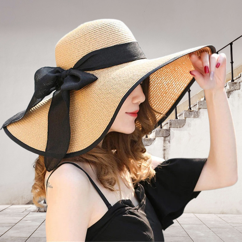 Zomerhoed Dames met Brede Rand en Strikdetail