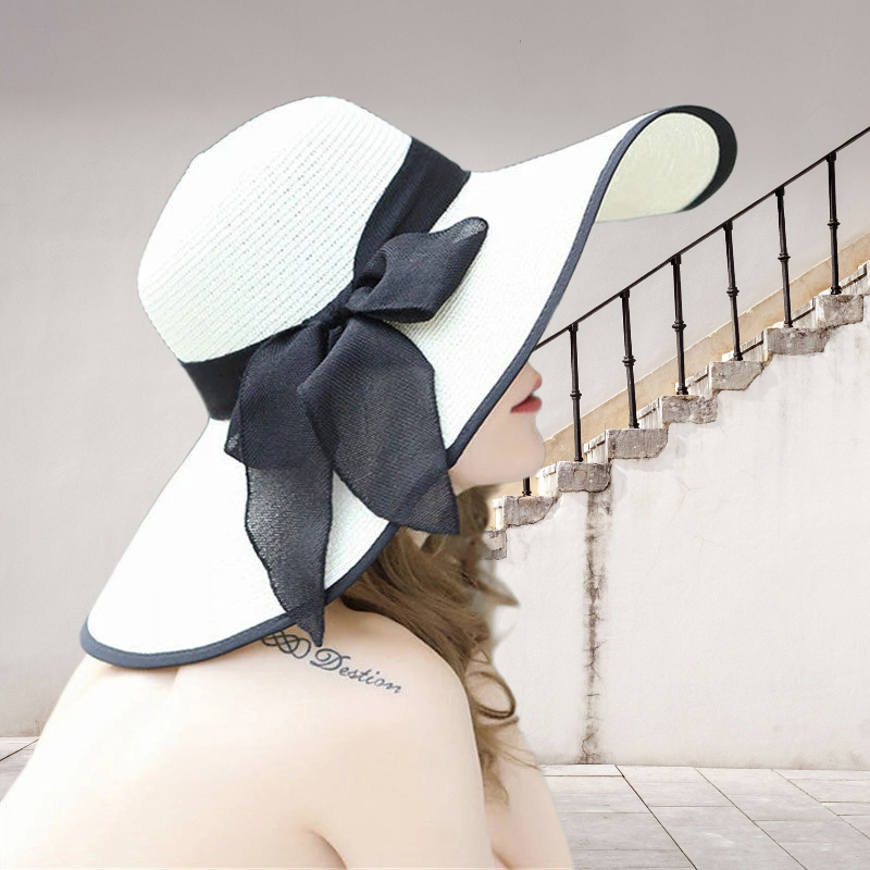 Zomerhoed Dames met Brede Rand en Strikdetail