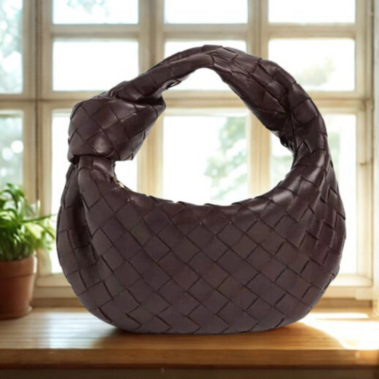 Leren Dames Schoudertas Met Gevlochten Design