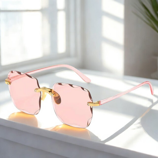Zonnebril Dames Randloos Roze Met Uv400 Bescherming