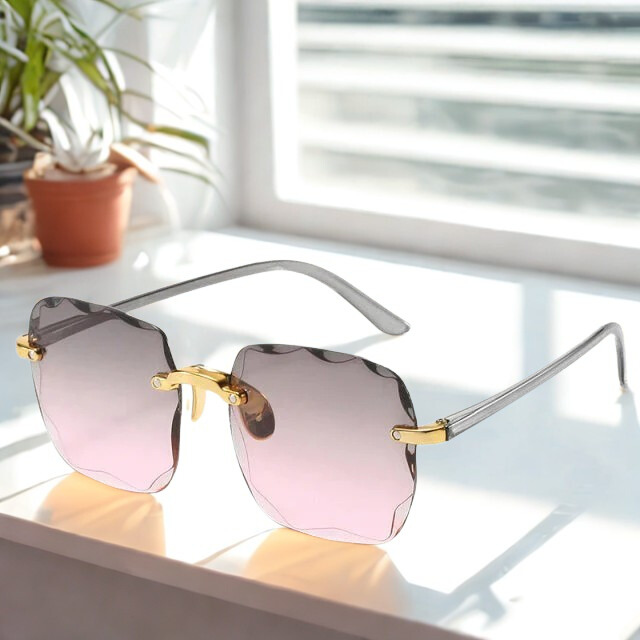 Zonnebril Dames Randloos Roze Met Uv400 Bescherming