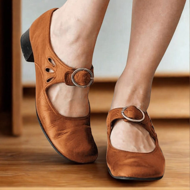 Dames Instapschoenen Elegant Leer Met Lage Hak