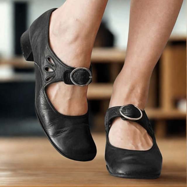 Dames Instapschoenen Elegant Leer Met Lage Hak