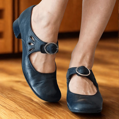 Dames Instapschoenen Elegant Leer Met Lage Hak