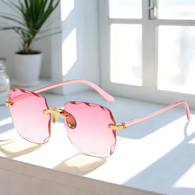 Zonnebril Dames Randloos Roze Met Uv400 Bescherming