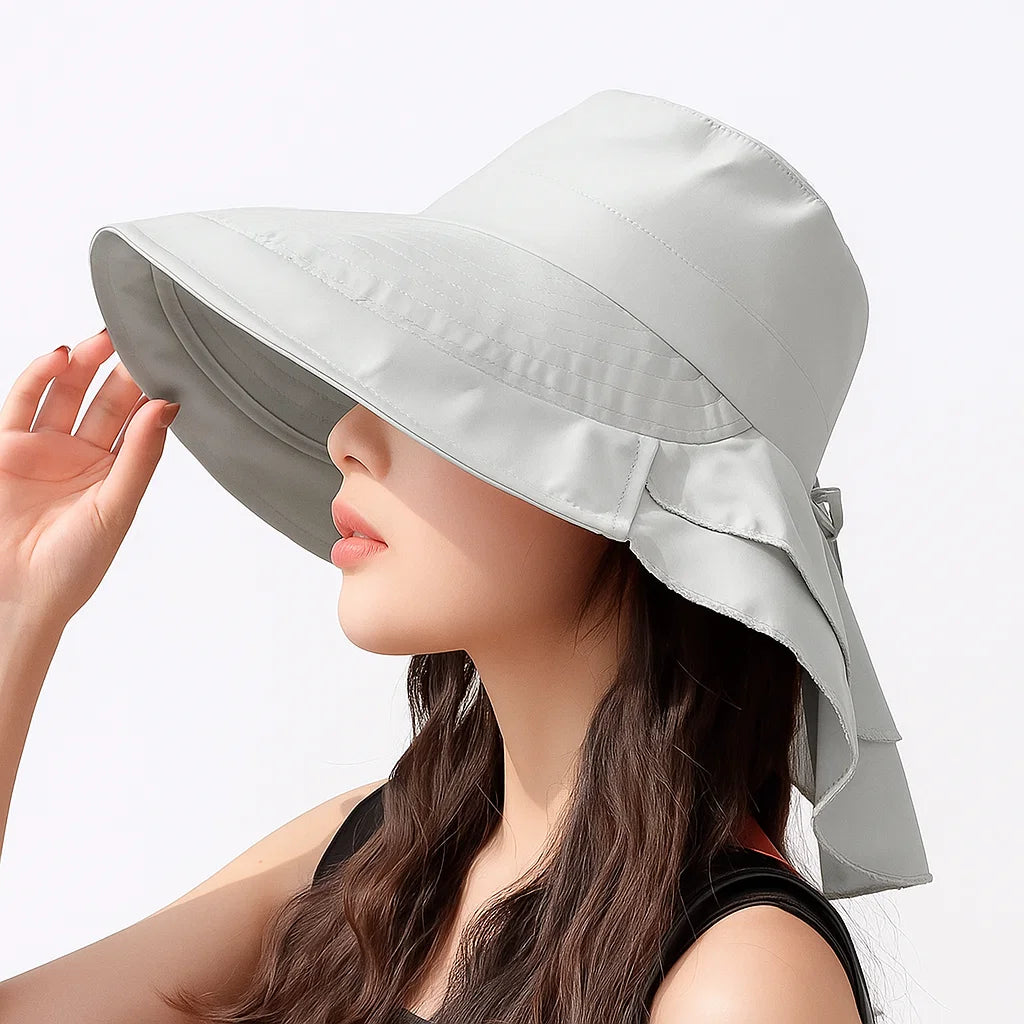 Zomerhoed Dames Met Nekflap Licht Ademend Materiaal