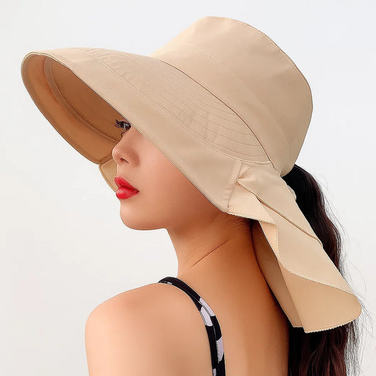 Zomerhoed Dames Met Nekflap Licht Ademend Materiaal