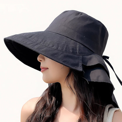 Zomerhoed Dames Met Nekflap Licht Ademend Materiaal
