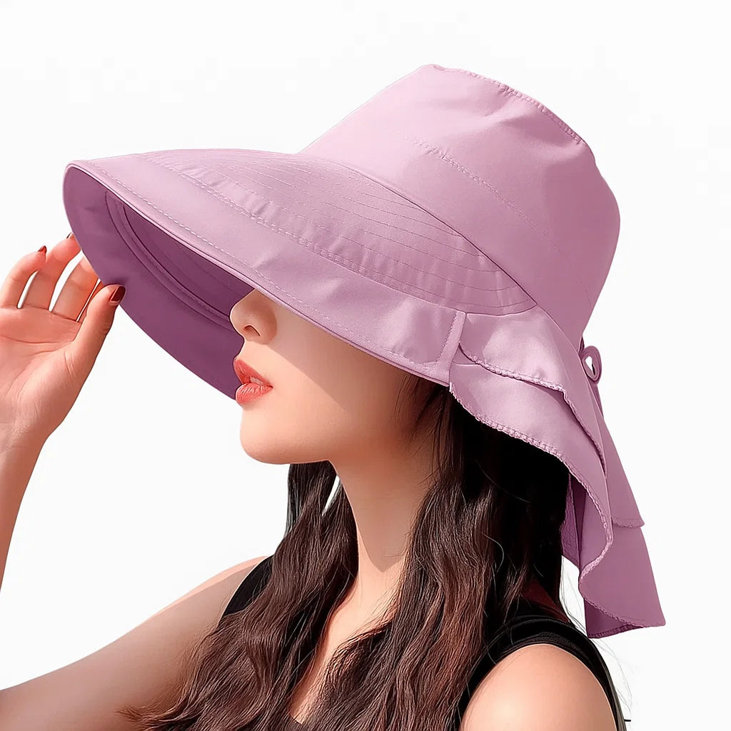 Zomerhoed Dames Met Nekflap Licht Ademend Materiaal