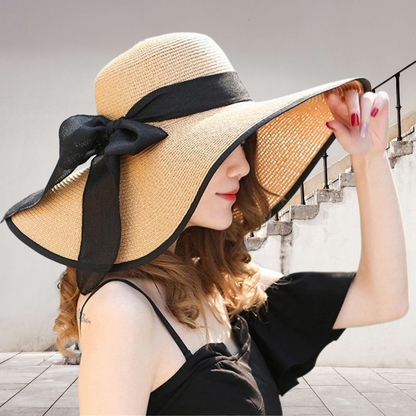 Zomerhoed Dames met Brede Rand en Strikdetail