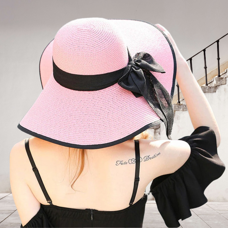 Zomerhoed Dames met Brede Rand en Strikdetail